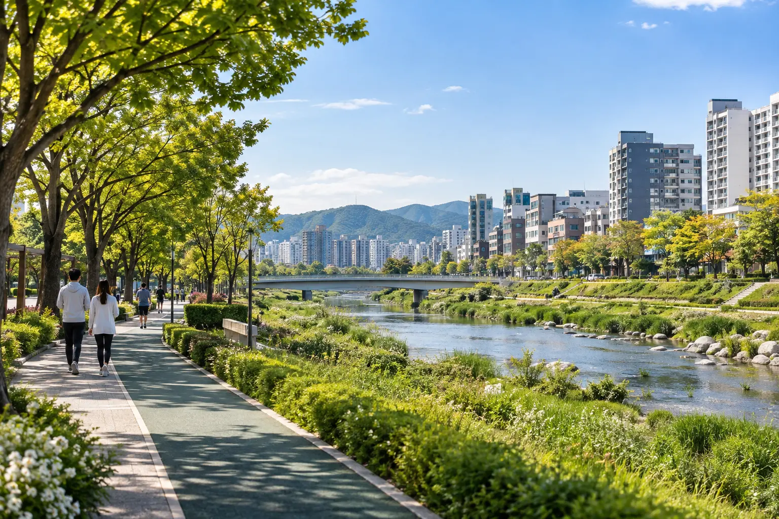 광주천과 이어지는 도심 생활을 표현한 연출 이미지